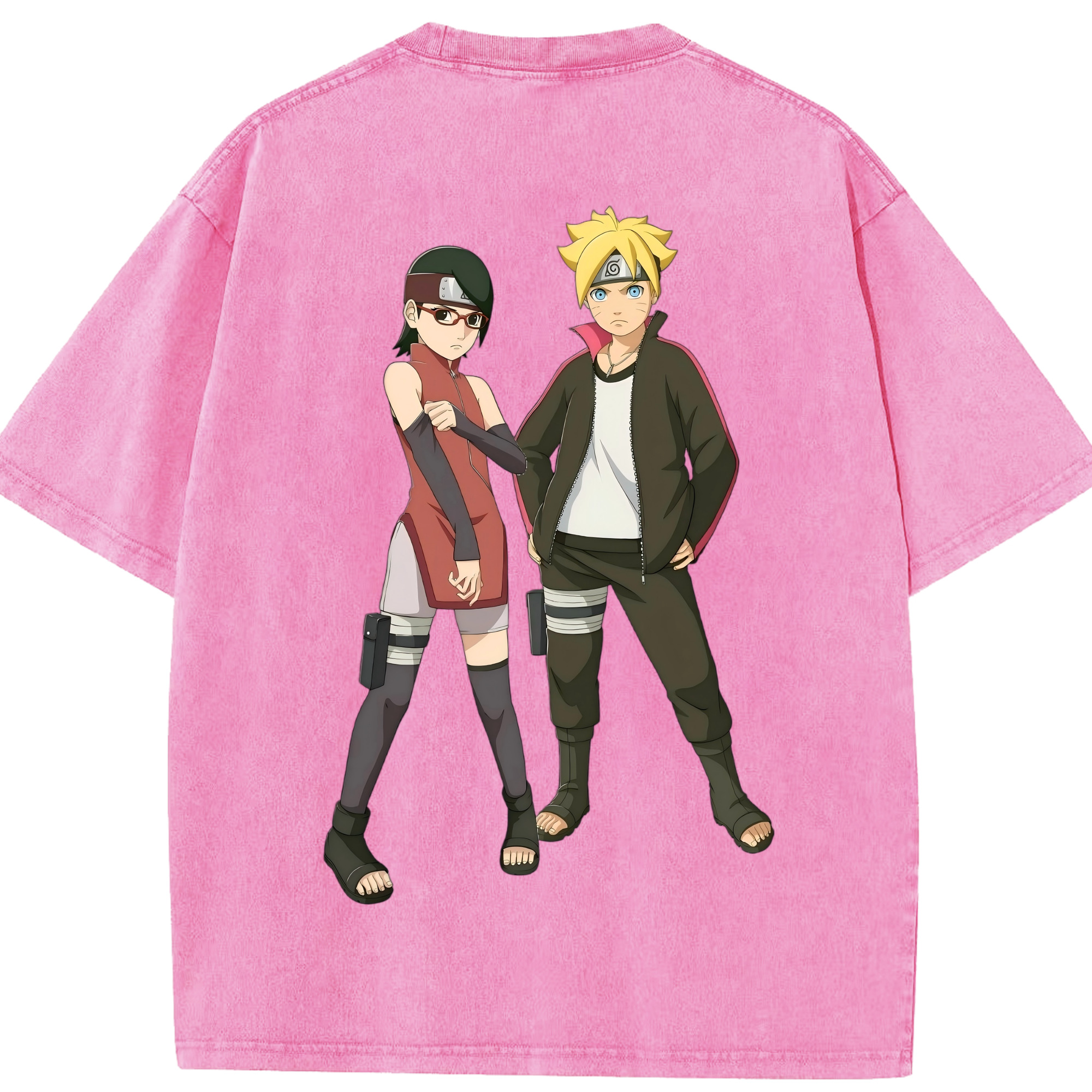 （画像用） NARUTO -ナルト- うずまき ボルト Uzumaki Boruto 綿100% ヴィンテージ風 半袖Tシャツ（背面プリント）